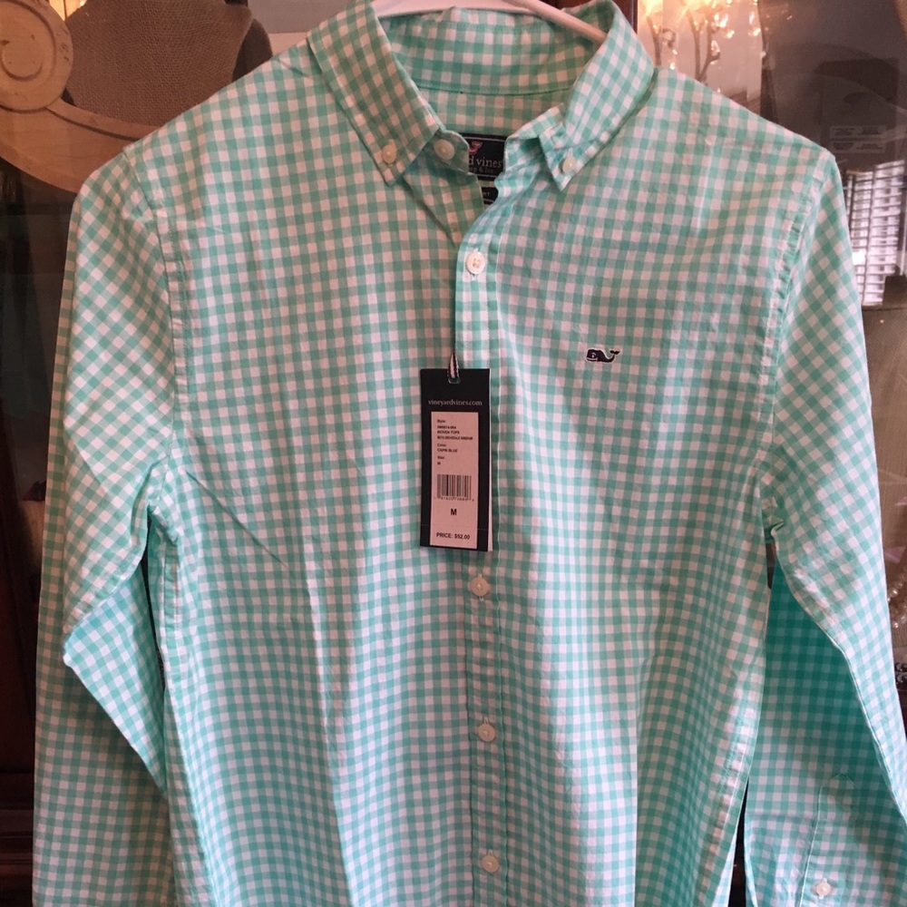 Sea green button down
